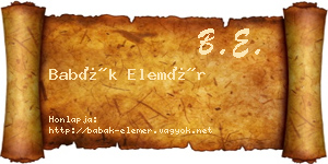Babák Elemér névjegykártya